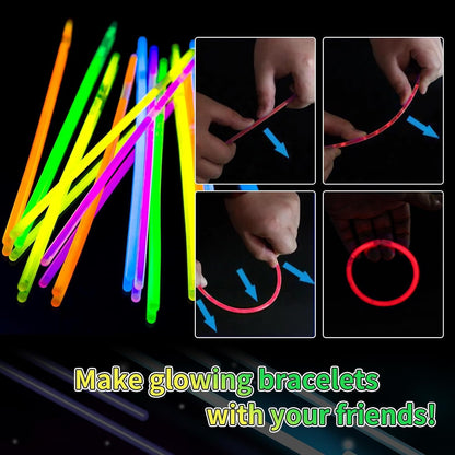 Skiennix 150 Pack Red Glow Sticks - Neon Glow In The Dark Party Favors for Birthdays & Holidays