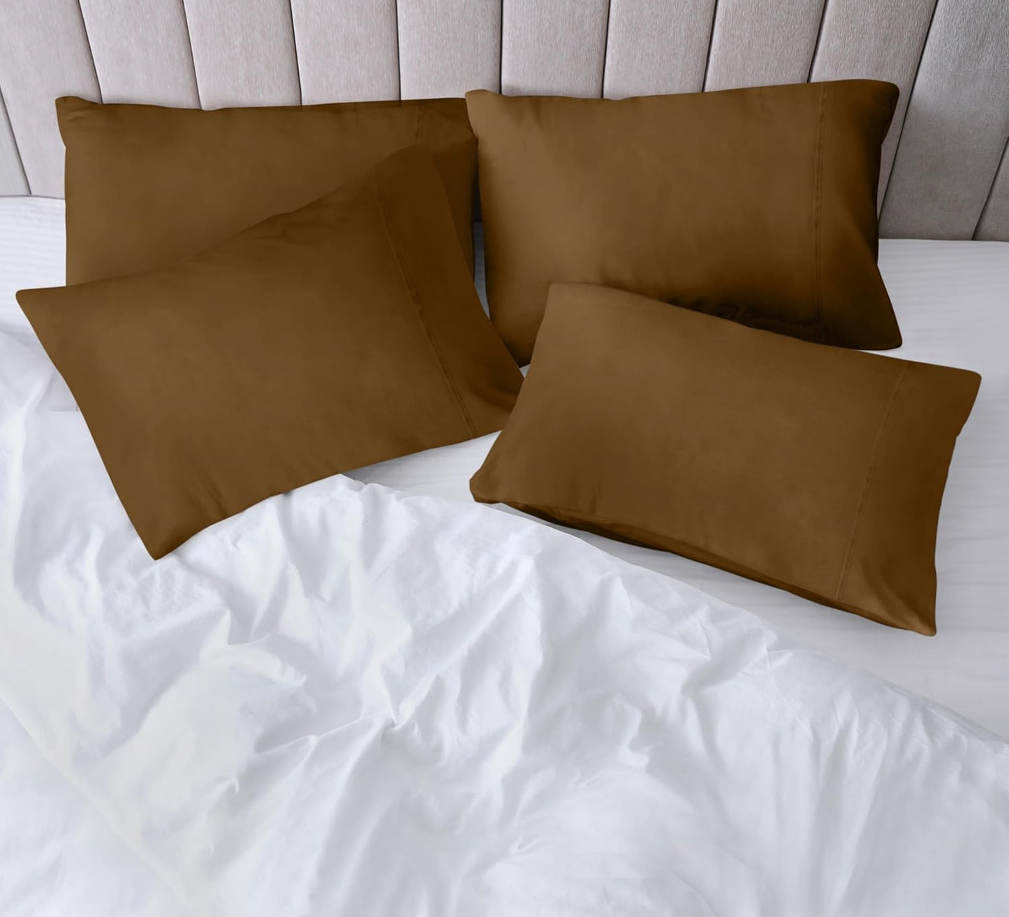 Utopia Bedding Standard Pillow Cases - Soft Brushed Microfiber - 4 Pack | 20 X 26 Inches, Mocha