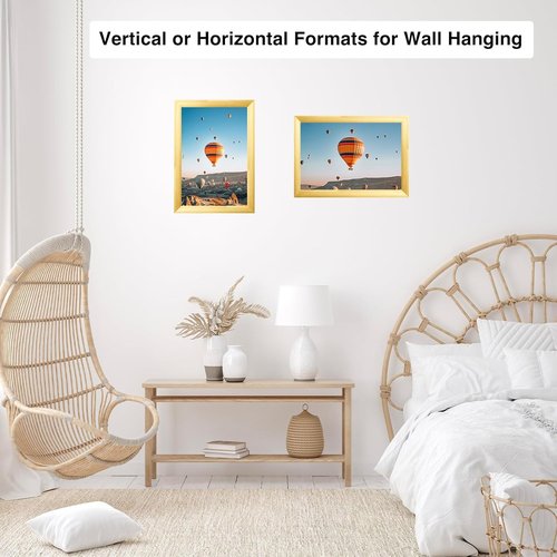 JCJMY 9x11 Gold Picture Frame - Versatile Wall or Tabletop Display | Shatter-Resistant Plexiglass