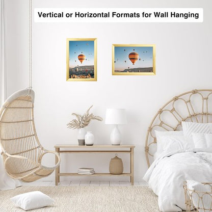 JCJMY 5.5x8.5 Picture Frame Gold for Wall Hanging or Tabletop, Wall Mounting Horizontally or Vertically, 5.5 x 8.5 Wall Gallery Poster Photo Frame with Shatter Resistant Plexiglass, Gold