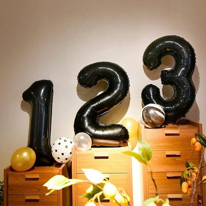 Black Number 40 Birthday Balloons - 40 Inch Large Mylar Foil 4 & 0 for 40th Birthday Party Decor