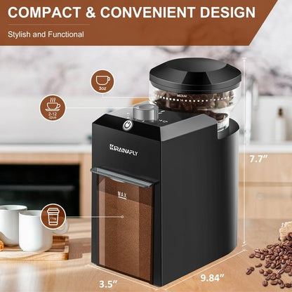 Electric Burr Coffee Grinder,Adjustable coffee grinder with 28 Precise Grind Setting for French Press, Drip Coffee and Espresso,12 Cups, (Black+ Light Gray)
