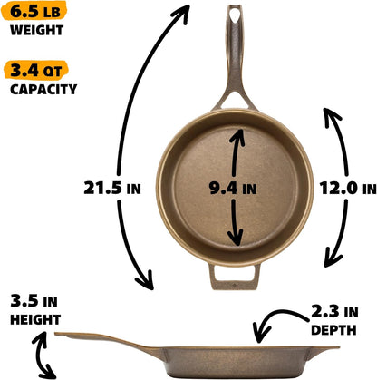 Stargazer 12-Inch Cast Iron Skillet - Premium Seasoned Frying Pan for Grilling, Searing & Baking