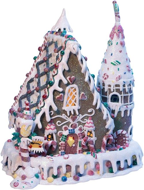 Kurt Adler Gingerbread Inn | 13-Inch Claydough Decoration with C7 Bulb for Festive Cheer