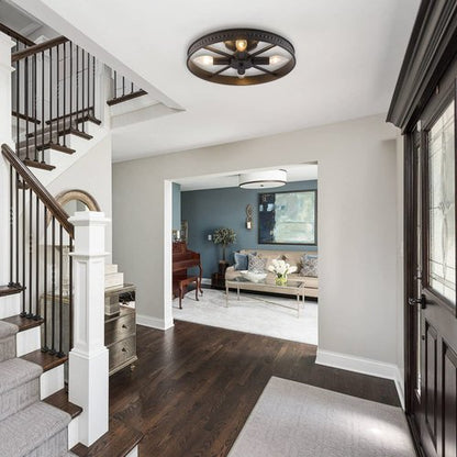 KJLARS Ceiling Light Fixture Flush Mount Ceiling Lamp Black Farmhouse Chandelier Industrial Rustic Light fixtures Pendant Lighting 4-Light E12 Kitchen Lighting