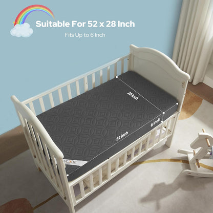 Skiennix Waterproof Crib Mattress Protector - Soft, Breathable & Noiseless | 2-Pack, Gray (52''x28'')