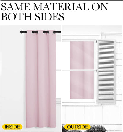 NICETOWN Baby Pink Blackout Curtains - Thermal Insulated 102" Long Drapes for Large Windows | 2 Panels, 55" Wide