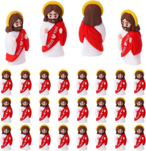Little Jesus | 30 Pcs Mini Jesus Figurines - Perfect Easter Egg Stuffers & Religious Gifts (Red)