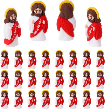 Little Jesus | 30 Pcs Mini Jesus Figurines - Perfect Easter Egg Stuffers & Religious Gifts (Red)