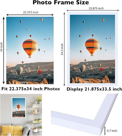 JCJMY 22.375x34 Picture Frame - White Wall Gallery Frame for Horizontal & Vertical Photos