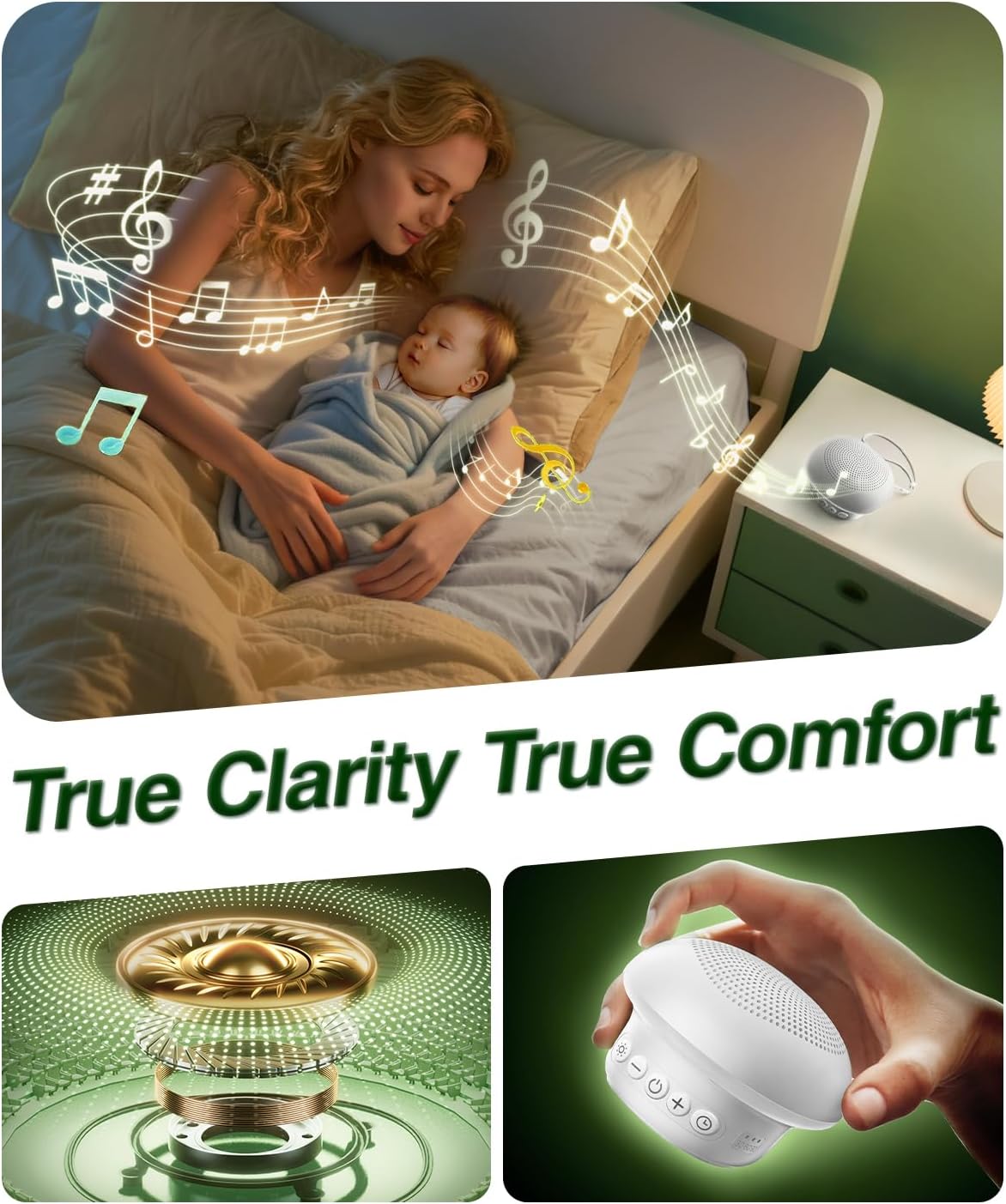 Skiennix Portable White Noise Sound Machine - 20 Soothing Sounds, 48H Battery Life, Night Light & Timers