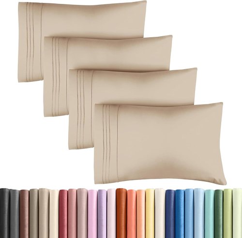 King Pillow Cases by [Brand Name] - Ultra Soft Hotel Quality Covers | Wrinkle-Free & Stain Resistant - 4 Piece Set in Cream