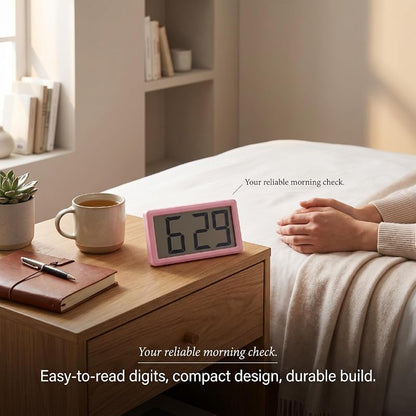 Pink Digital Clock with Magnetic/Desktop Installation, Battery Powered, 12-Hour Display