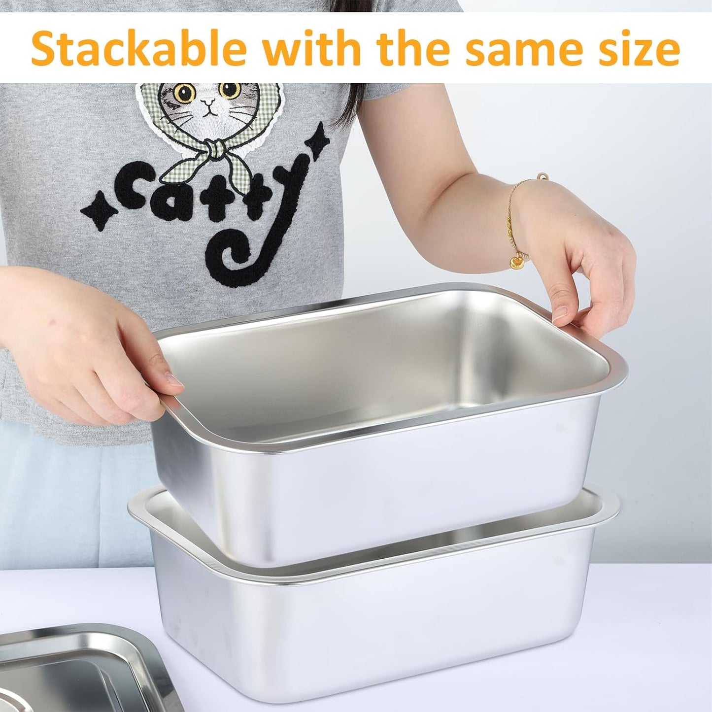 Skiennix 4-Inch Extra Deep Lasagna Baking Pan - Durable 304 Stainless Steel with Lid | 8.7x12.6 Inch Silver