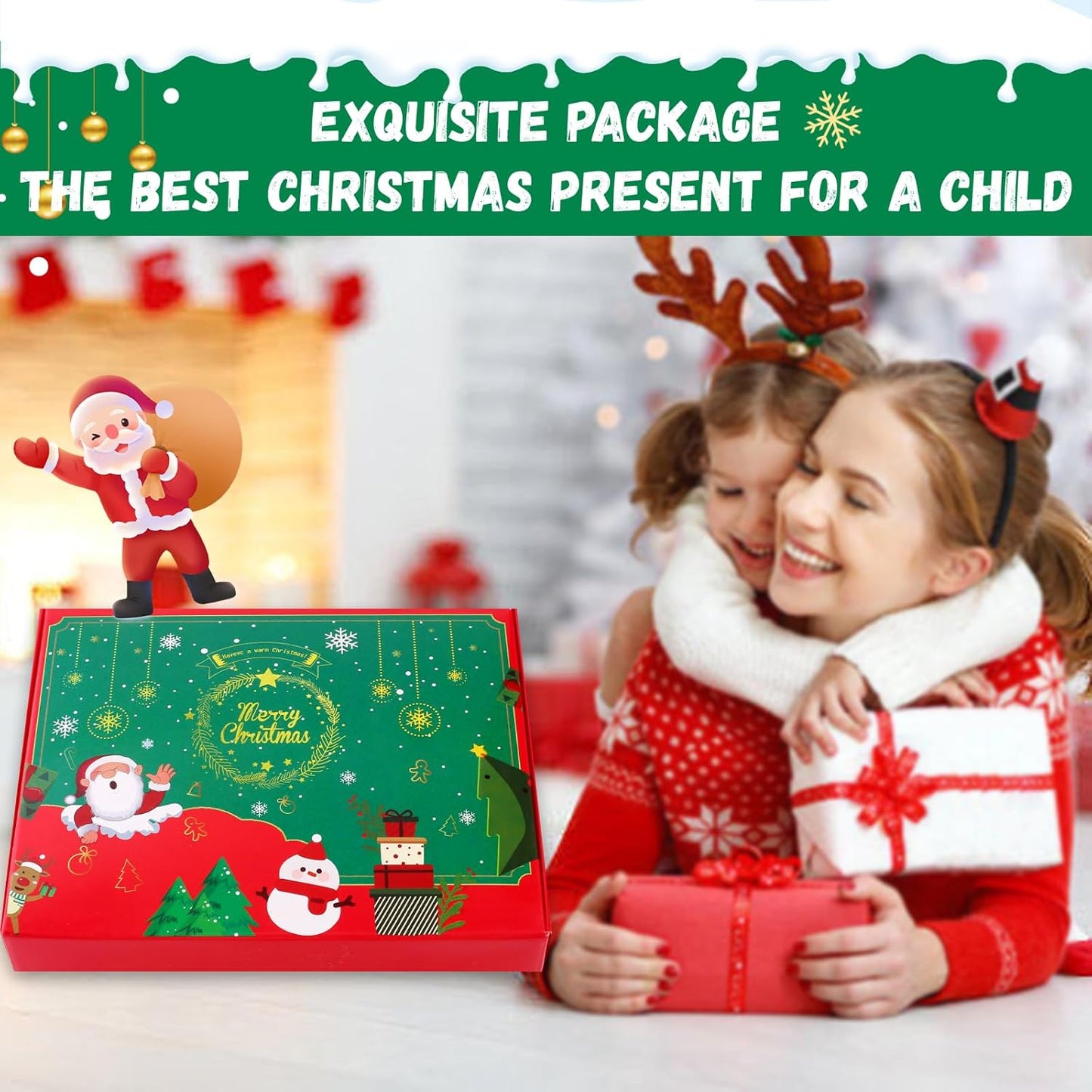 Skiennix Felt Christmas Tree for Toddlers - 3.2ft DIY Holiday Decor with 34 Ornaments & Santa Advent Calendar