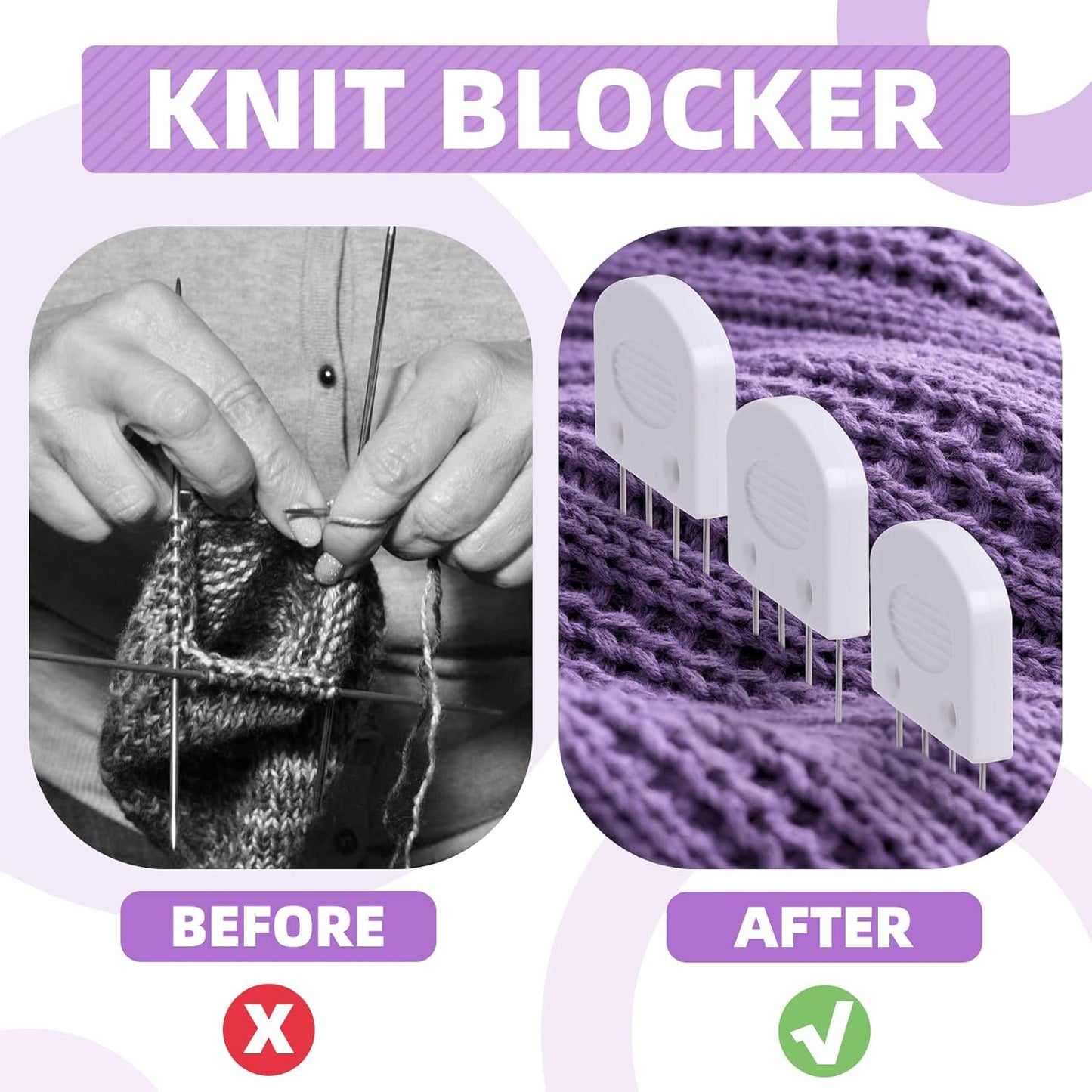 Skiennix Knit Blockers Kit - 20Pcs Blocking Combs for Knitting, Crochet & Lace Projects