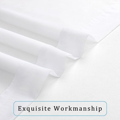 OWENIE Sheer White Curtains Living Room 54 inches Long, Rod Pocket Curtain Sheers Bedroom, Light Filtering Voile Panels Drapes Small Window Treatments 2 Panels, 42" W x 54" L, White (Pack of 2)