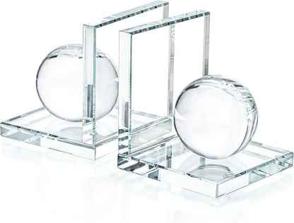 Skiennix Crystal Bookends - L Shape Non-Skid Heavy-Duty Book Holder | 4 Inch Clear Decorative Ornaments