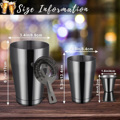 Boston Shaker Cocktail Set Bartender Kit, 12 Pcs Drink Shaker with Strainer Bartending Martini Shaker Tin with 18oz & 28oz Mixed Alcohol Shaker Professional Stainless Steel Bar Tool for Beginner