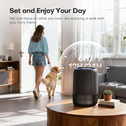 Air Purifier - High Efficiency Filter for Up to 1076 Ft² | Compact & Quiet Design for Pets, Pollen & Smoke - Black