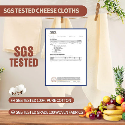 Skiennix 6Pcs Reusable Cheesecloth - Ultra-Dense 100% Unbleached Cotton Strainer, 20x20 Inch