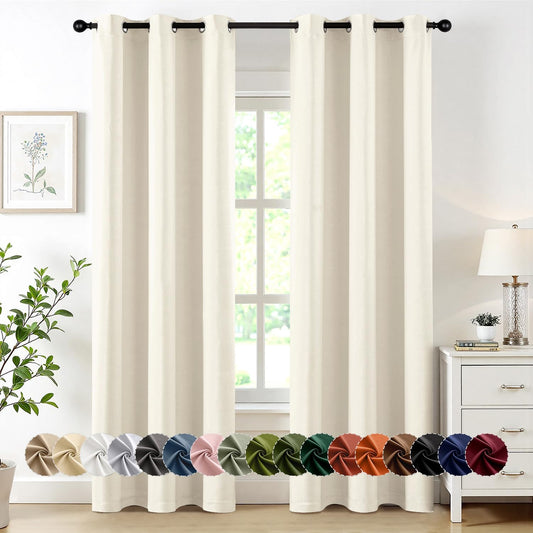 MIULEE Birch Blackout Curtains - Thermal Insulated Room Darkening Drapes | 84-Inch, 2 Panels, Noise Reduction