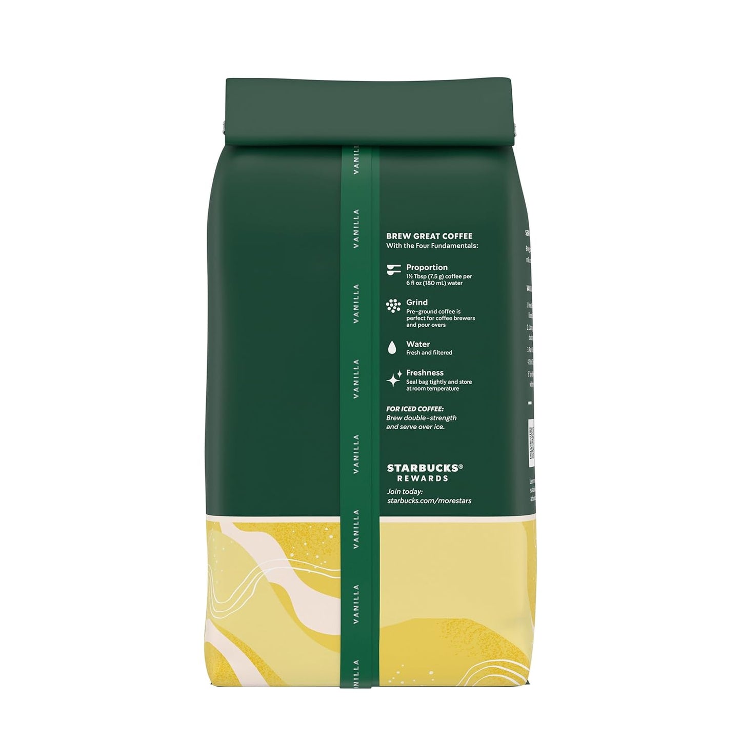 Starbucks Ground Coffee - Vanilla Flavored Hot or Iced Coffee | Six 11 oz Bags