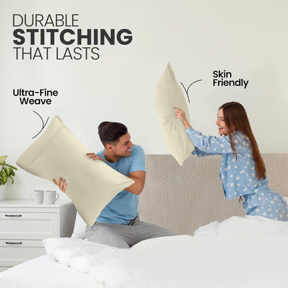 Utopia Bedding Queen Pillow Cases - Soft Brushed Microfiber - 2 Pack, Fade Resistant | Ivory 20 x 30 Inches