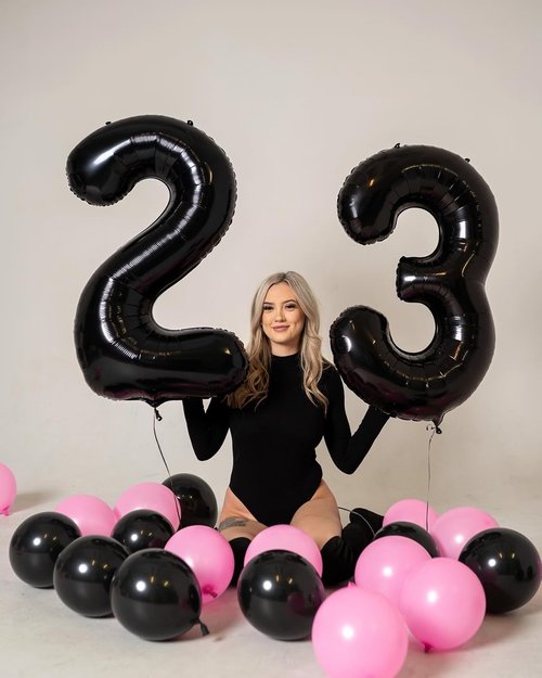 Black Number 16 Balloon - 40 Inch Large 16th Birthday Decoration for Boys & Girls Party Supplies