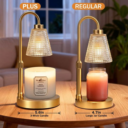 Innqoo Big Gold Candle Warmer Lamp - Dimmable & Adjustable Timer for Jar Candles | Perfect Home Decor Gift