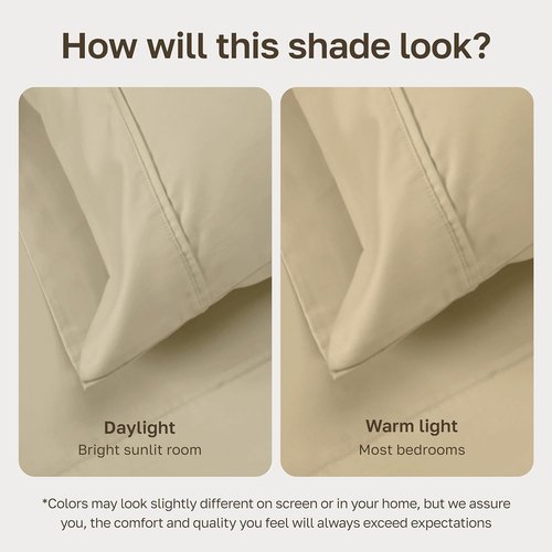 California Design Den 100% Cotton Cal King Bed Sheets Set - Silky Smooth Sateen, 400 TC, Deep Pockets, Beige