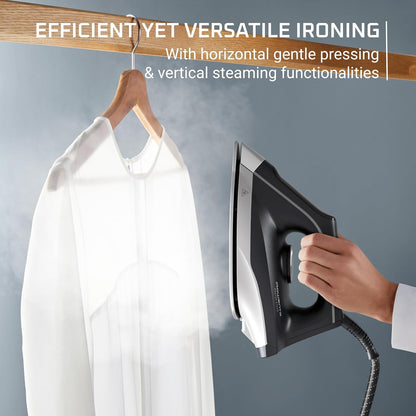 Rowenta Master Steam Station Iron | Professional Clothes Steamer with Stainless Steel Soleplate, 57 Oz, 1750 Watts, Black/Green