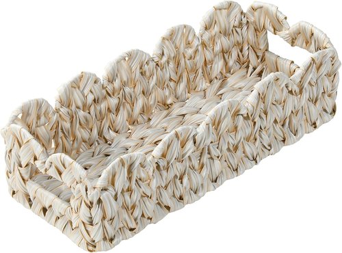 Coeusy Scalloped Toilet Paper Storage Basket - Boho Wicker Decor for Bathroom & Living Room