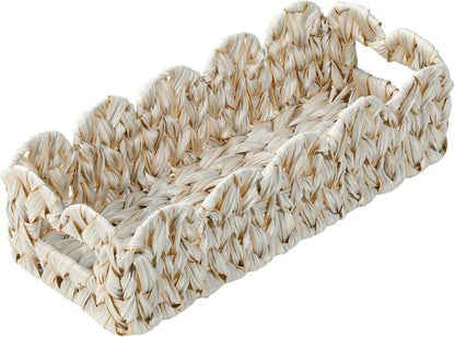 Coeusy Scalloped Toilet Paper Storage Basket - Boho Wicker Decor for Bathroom & Living Room