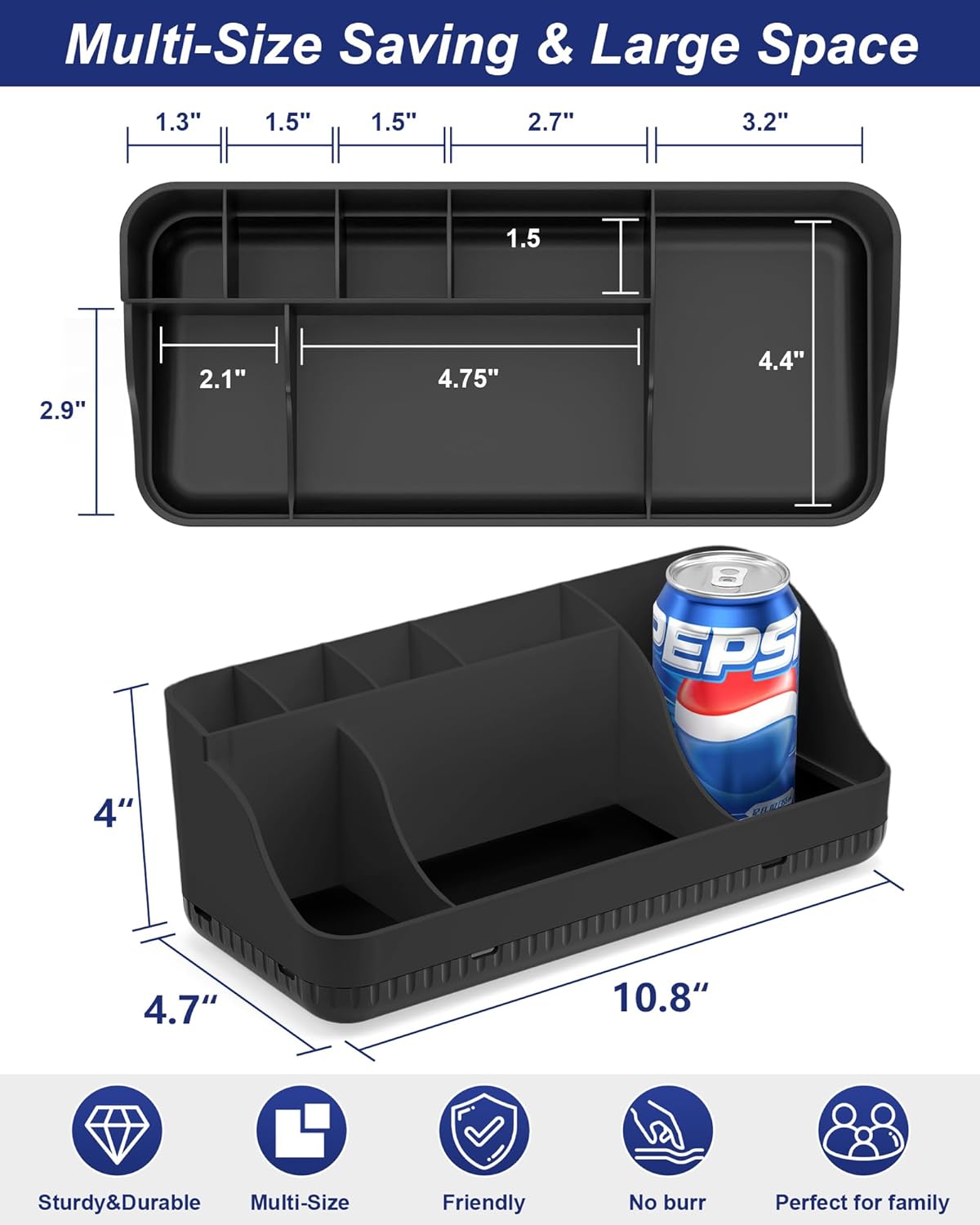 Skiennix Bathroom Counter Organizer - 7 Slot Detachable Toothbrush Holder | Anti-Slip Vanity Storage for Adults & Kids