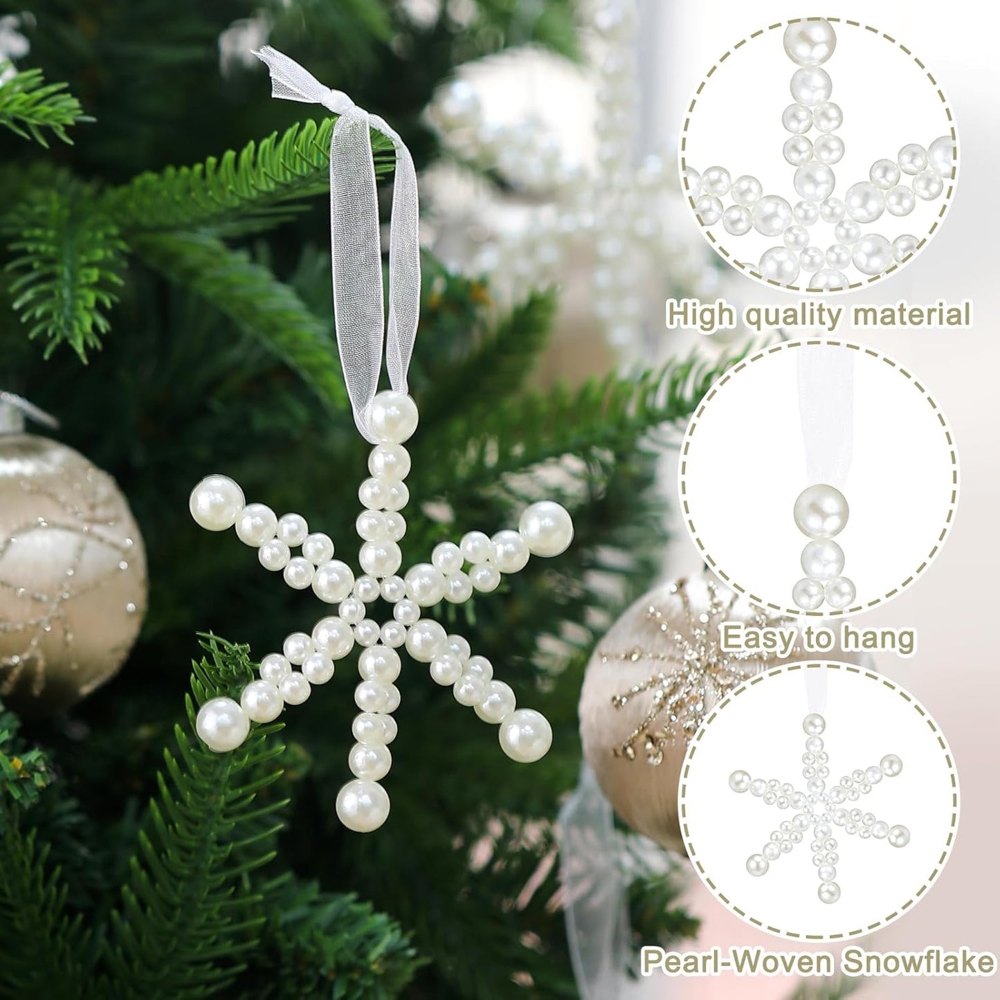 Beeveer 12 Pcs White Snowflake Ornaments - Elegant Hanging Decor for Christmas Tree & Winter Wonderland