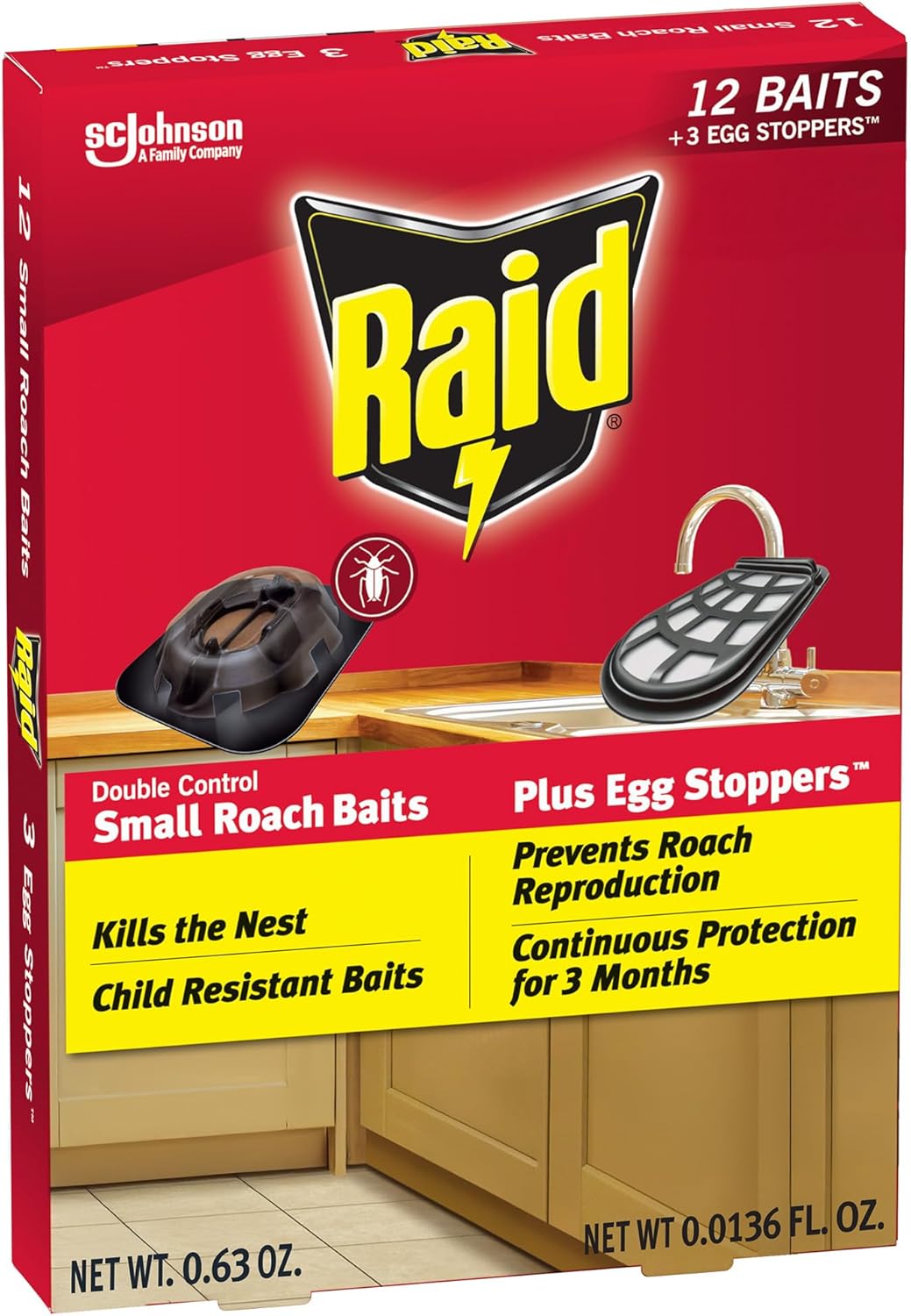 Raid Roach Killer Baits - Effective Pest Control with Egg Stoppers | 12 Count