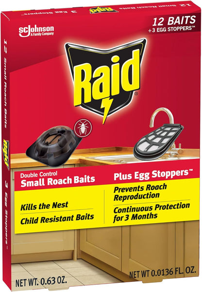 Raid Roach Killer Baits - Effective Pest Control with Egg Stoppers | 12 Count