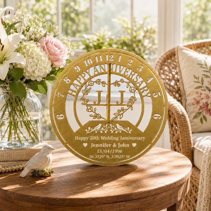 Personalized Metal Sundial - Custom Anniversary Garden Gift for Couples (Color 1)