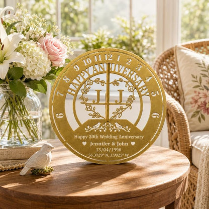 Personalized Metal Sundial - Custom Anniversary Garden Gift for Couples (Color 1)