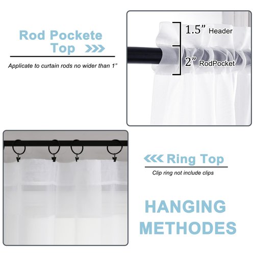OWENIE Sheer White Curtains Living Room 54 inches Long, Rod Pocket Curtain Sheers Bedroom, Light Filtering Voile Panels Drapes Small Window Treatments 2 Panels, 42" W x 54" L, White (Pack of 2)