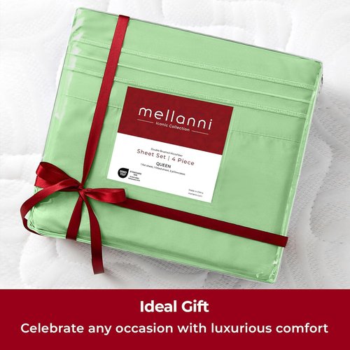 Mellanni Twin XL Sheets Set - 3 PC Iconic Collection Bedding - Hotel Luxury, Extra Soft, Cooling Bed Sheets - Wrinkle, Fade, Stain Resistant (Twin Extra Long, Pistachio)
