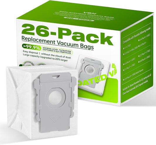 VBN 26-Pack Vacuum Bags for iRobot Roomba | Compatible with i3+, i4+, i5+, i6+, i7+, i8+, j7+, j8+, j9+, s9+