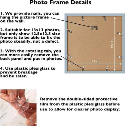 JCJMY 13x13 Rustic Brown Picture Frame - Versatile Wall Mounting for Horizontal or Vertical Display