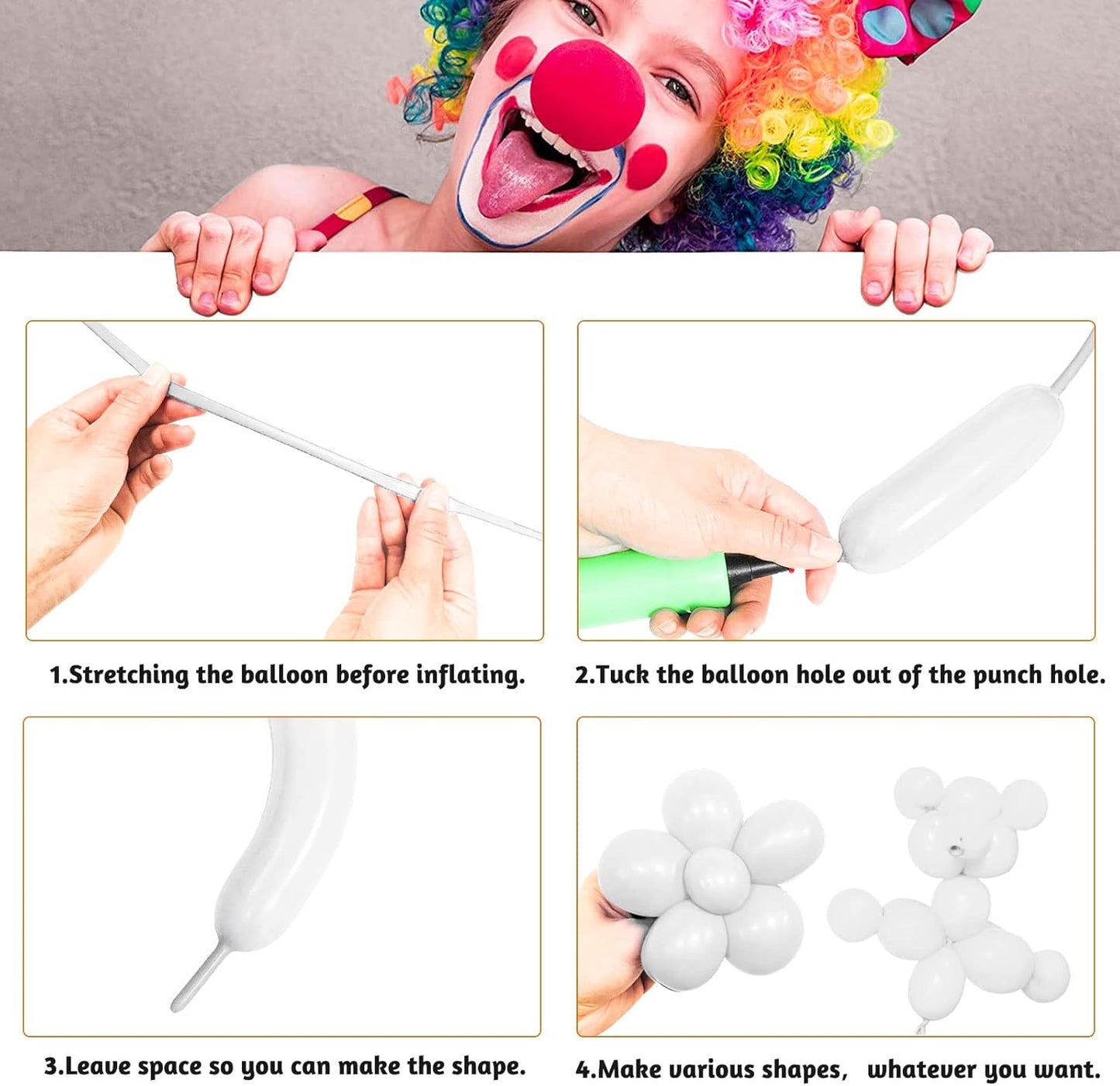 White 260 Balloons by [Brand Name] - Thickening Long Latex Balloons for Twisting & Arch Decor | 100pcs