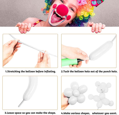White 260 Balloons by [Brand Name] - Thickening Long Latex Balloons for Twisting & Arch Decor | 100pcs