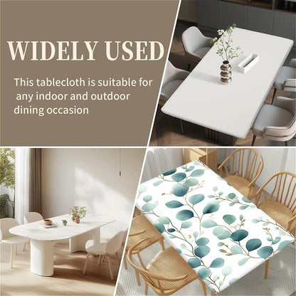 Skiennix Rectangle Tablecloth - Wipeable & Waterproof Fitted Design for 6-Foot Tables | 30"x48", Leaves