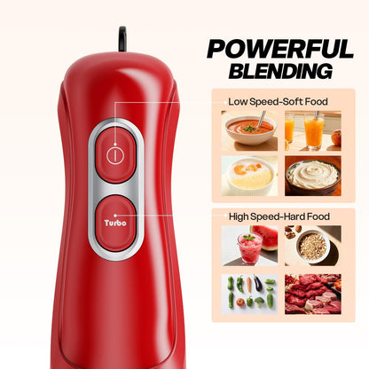 Skiennix Immersion Blender - Handheld Electric Stick Mixer with Stainless Steel Blades | 2 Speed for Smoothies, Soups, and Purees