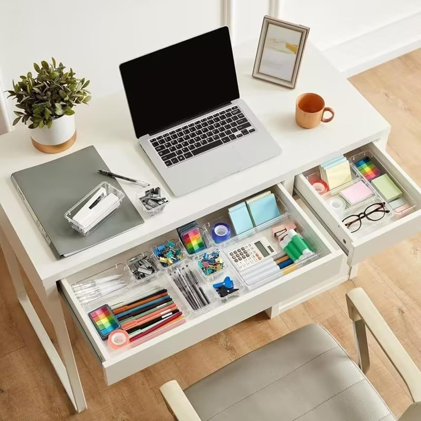 Skiennix Clear Acrylic Drawer Organizer - 5 Size Storage Trays for Makeup, Desk & Bathroom | Home & Office Use