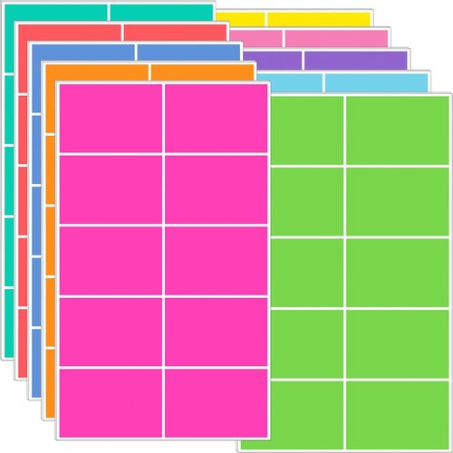 Colored Labels Stickers - 3" x 2" Large Adhesive Moving Labels | 200 Pack in 10 Vibrant Colors
